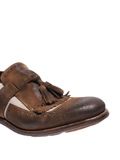 Shop Church's Shanghai 13 Vintage Suede And Linen Loafers In Light Brown