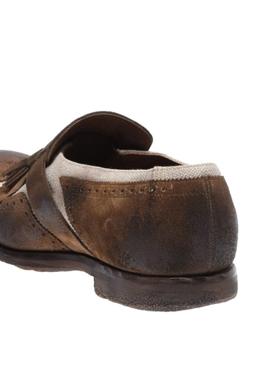 Shop Church's Shanghai 13 Vintage Suede And Linen Loafers In Light Brown