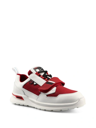 Shop Prada Work Leather And Nylon Sneakers In White