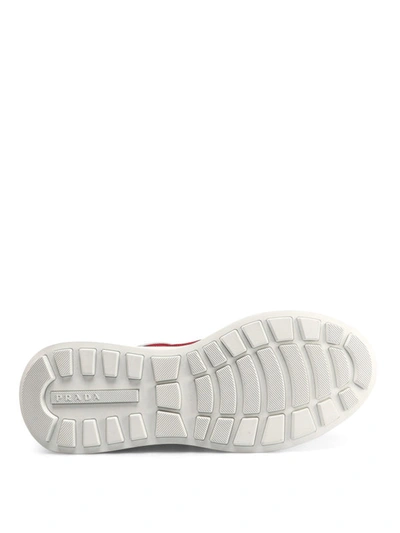 Shop Prada Work Leather And Nylon Sneakers In White