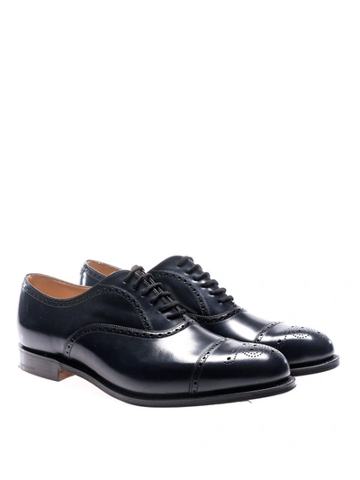 Shop Church's Toronto Navy Leather Brogue Shoes In Dark Blue