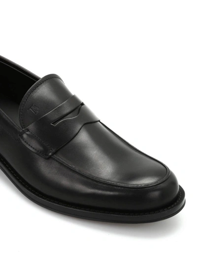 Shop Tod's Leather Loafers In Black