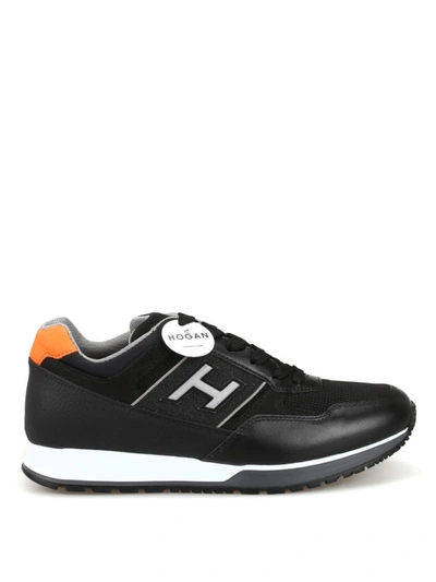 Shop Hogan Black Nubuck And Leather Sneakers