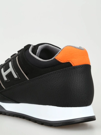 Shop Hogan Black Nubuck And Leather Sneakers