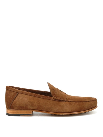 Shop Tod's Leather And Gommini Sole Loafers In Light Brown