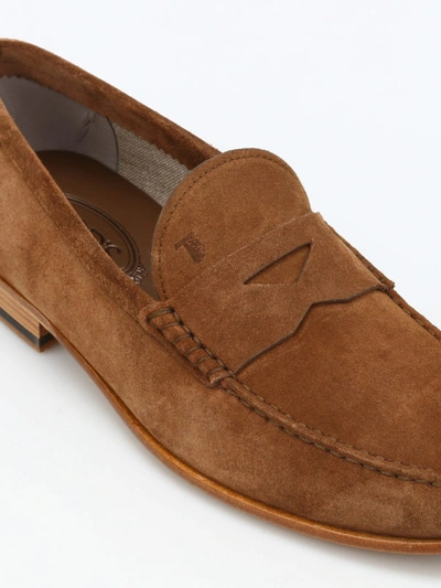 Shop Tod's Leather And Gommini Sole Loafers In Light Brown