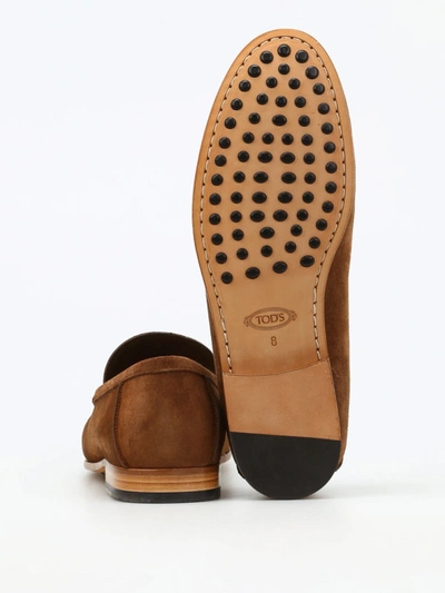 Shop Tod's Leather And Gommini Sole Loafers In Light Brown