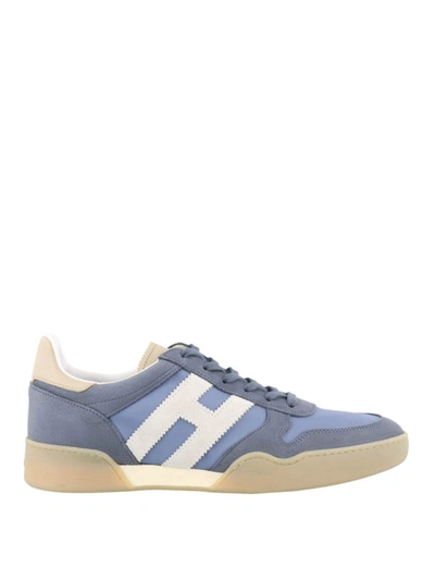 Shop Hogan H357 Light Blue Nubuck Sneakers