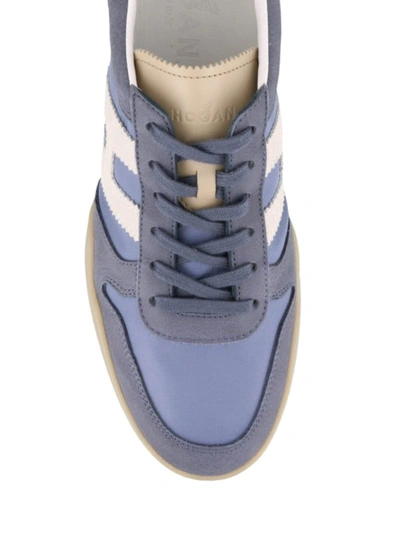 Shop Hogan H357 Light Blue Nubuck Sneakers