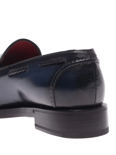 Shop Barrett Tasselled Blue Leather Loafers In Dark Blue