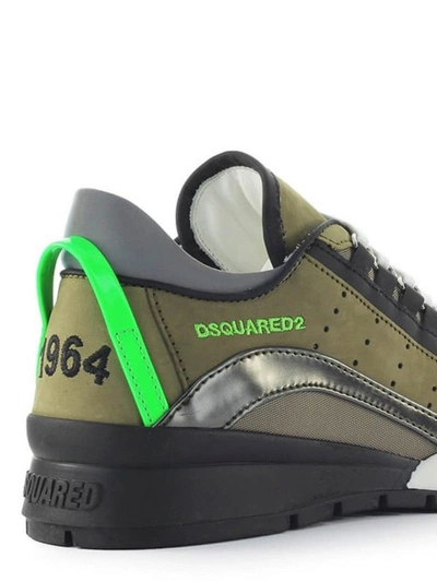 Shop Dsquared2 551 Nubuck And Fabric Sneakers In Dark Green