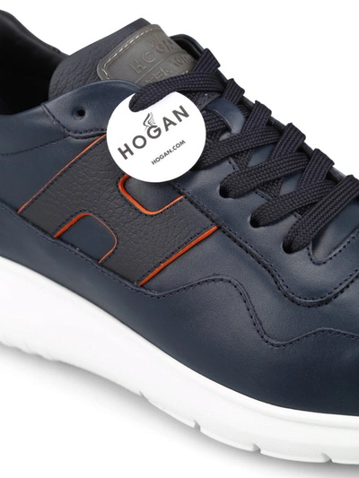 Shop Hogan Interactive Blue Leather Sneakers