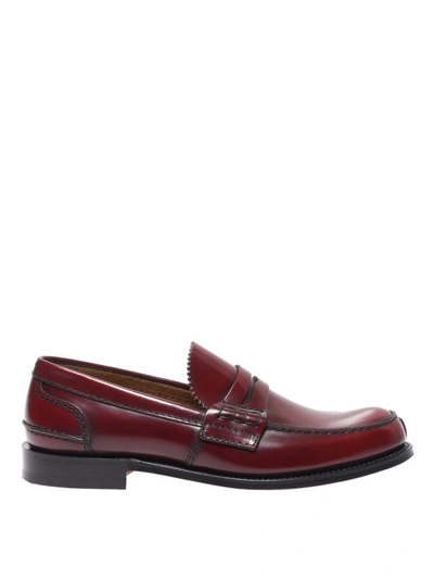 Shop Church's Tunbridge Ruby Leather Loafers In Dark Red