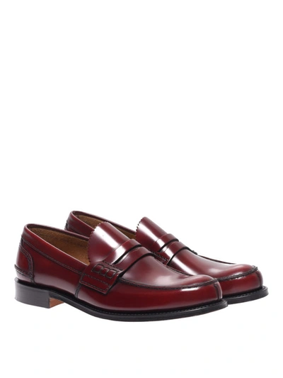 Shop Church's Tunbridge Ruby Leather Loafers In Dark Red