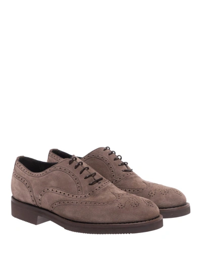 Shop Barrett Suede Brogue Shoes In Taupe