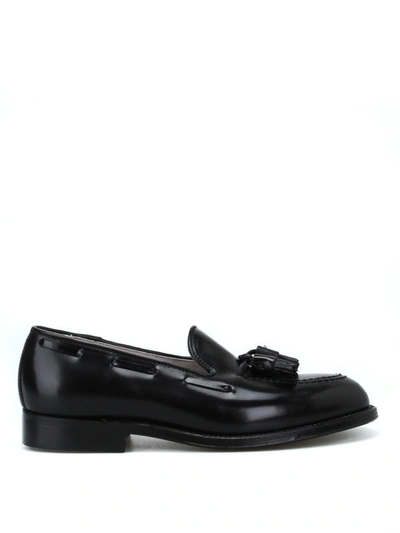 Shop Alden Shoe Company Horween Black Brushed Leather Loafers