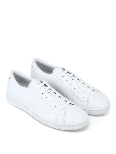 Shop Car Shoe White Leather Lace-up Sneakers