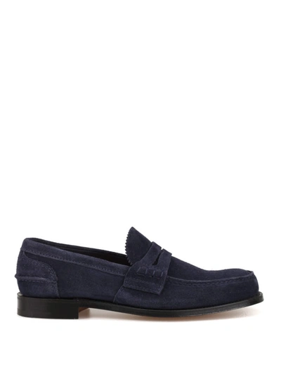 Shop Church's Navy Blue Pembrey Soft Suede Loafers In Dark Blue