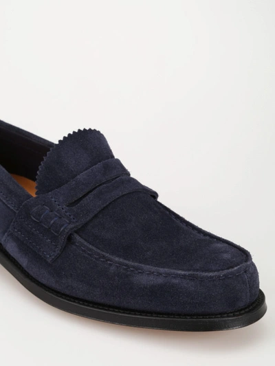 Shop Church's Navy Blue Pembrey Soft Suede Loafers In Dark Blue