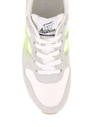 Shop Hogan H383 Light Grey Suede Sneakers