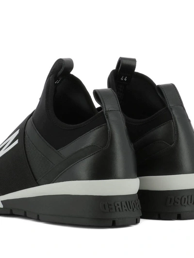 Shop Dsquared2 Icon Band Neoprene And Leather Slip-ons In Black