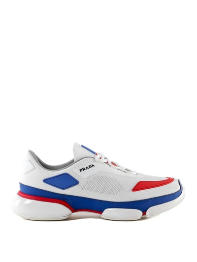 Shop Prada Cloudbust White Fabric Sneakers