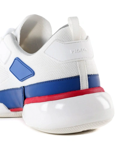 Shop Prada Cloudbust White Fabric Sneakers