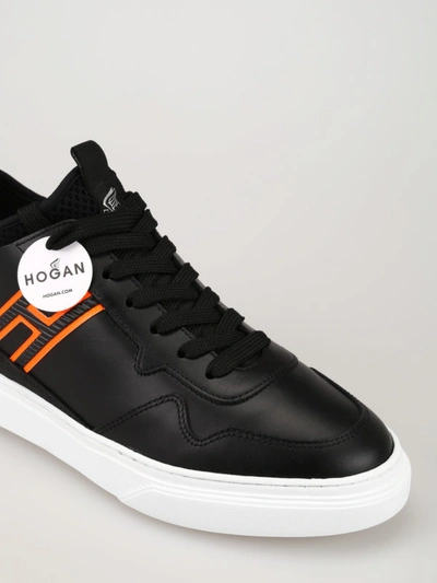 Shop Hogan H365 Fluo Detailed Black Sneakers