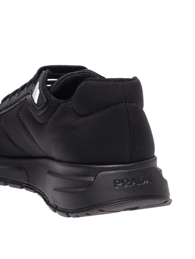 Shop Prada Gabardine Soft Black Low Top Sneakers