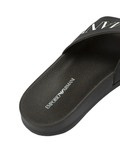 Shop Emporio Armani Logo Rubber Slide Sandals In Black