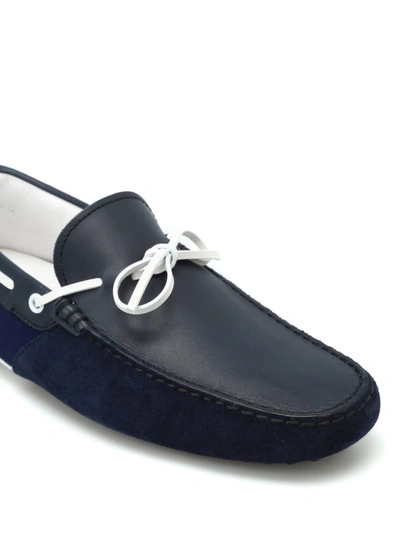 Shop Tod's Logo Patch Blue Loafers