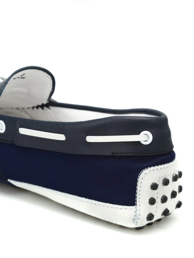Shop Tod's Logo Patch Blue Loafers