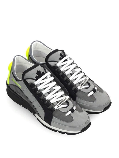 Shop Dsquared2 551 Grey Nubuck And Fabric Sneakers