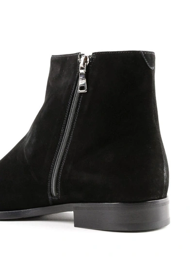 Shop Prada Suede Tapered Ankle Boots In Black