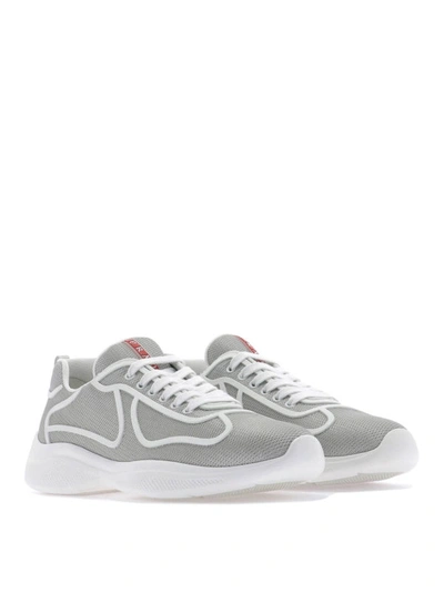 Shop Prada New Americas Cup Tech Fabric Sneakers In Grey