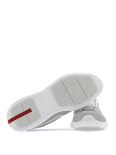 Shop Prada New Americas Cup Tech Fabric Sneakers In Grey