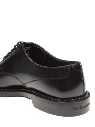 Shop Dolce & Gabbana Crown Detail Brushed Leather Derby Shoes In Black
