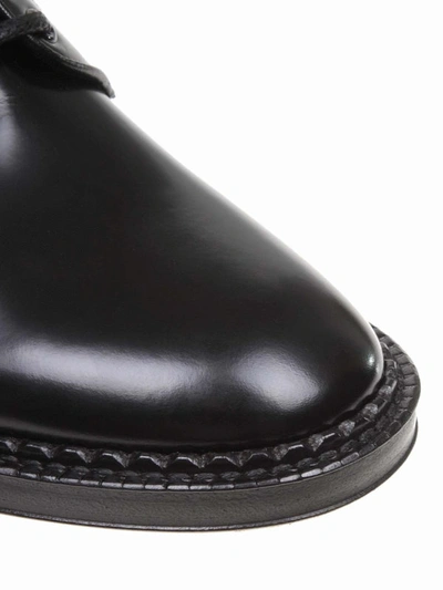 Shop Dolce & Gabbana Crown Detail Brushed Leather Derby Shoes In Black
