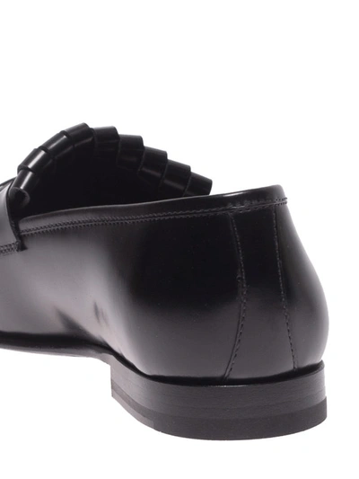 Shop Barrett Fringed And Tasselled Brushed Leather Loafers In Black