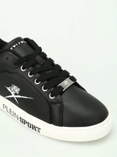 Shop Philipp Plein Julian Grained Leather Sneakers In Black