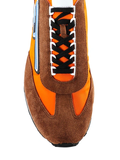 Shop Prada Tobacco Suede And Nylon Sneakers In Light Brown