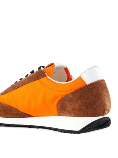 Shop Prada Tobacco Suede And Nylon Sneakers In Light Brown