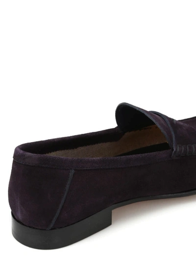 Shop Tod's Suede Classic Loafers In Dark Blue