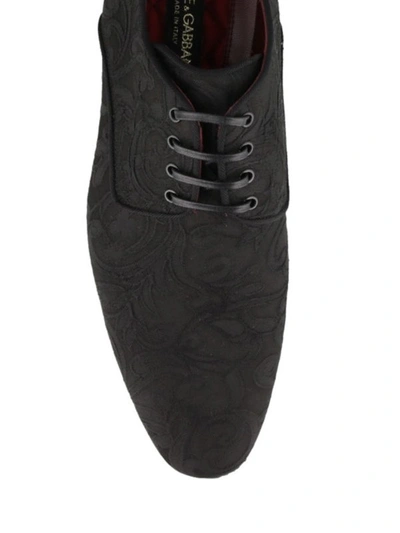 Shop Dolce & Gabbana Positano Jacquard Derby Shoes In Black
