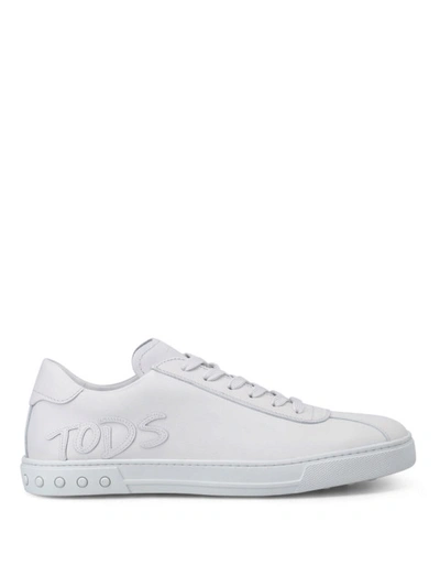 Shop Tod's Leather Logo Patch Sneakers In White