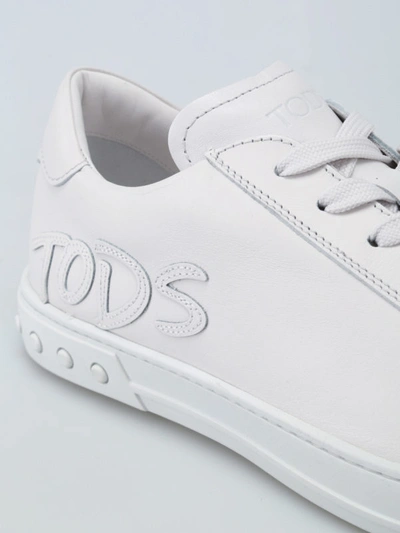 Shop Tod's Leather Logo Patch Sneakers In White