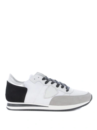 Shop Philippe Model Tropez Low Top Grey And White Sneakers