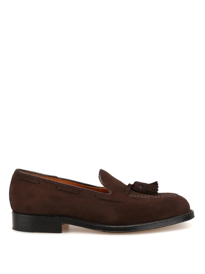 Shop Alden Shoe Company Brown Suede Tassel Loafers