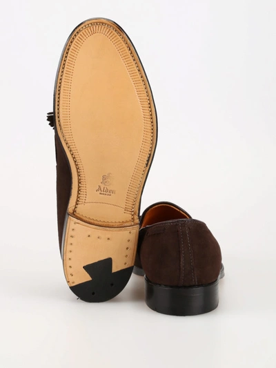 Shop Alden Shoe Company Brown Suede Tassel Loafers