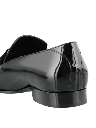 Shop Jimmy Choo Sawn Patent Leather And Crystal Loafers In Black